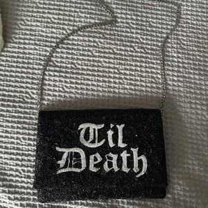Trendy Boutique Black and Silver Beaded Bag